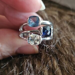 Elegant Silver and Blue Gemstone Ring